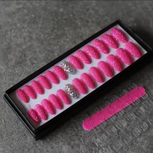 Glitter hot pink nails